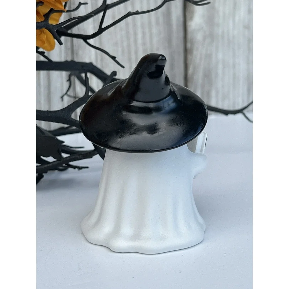 Cute Halloween Ghost Reading Statue, Wearing a Witch Hat 4 in New